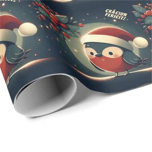 かわいいサンタロビンズルーマニア国旗 ラッピングペーパー (ロールコーナー)