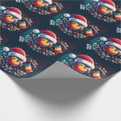 かわいいサンタロビンズルーマニア国旗 ラッピングペーパー (角)