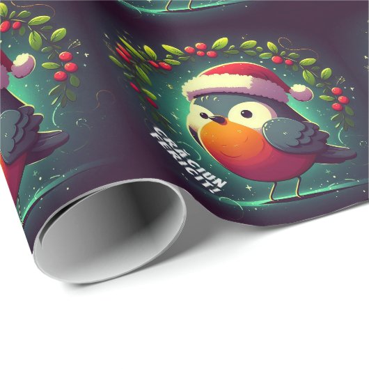 かわいいサンタロビンズルーマニア国旗 ラッピングペーパー (ロールコーナー)