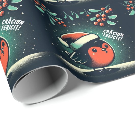 かわいいサンタロビンズルーマニア国旗 ラッピングペーパー (ロールコーナー)