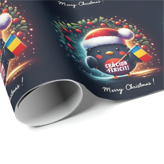 かわいいサンタロビンズルーマニア国旗 ラッピングペーパー (ロールコーナー)