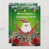 かわいいサンタ及び柔らかいRudolphsのクリスマス・パーティ 招待状 (正面/裏面)