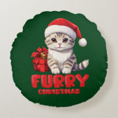 かわいいサンタ子猫の枕 ラウンドクッション (正面)