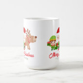 かわいいサンタ小妖精や小人トナカイ家族の名前クリスマス コーヒーマグカップ (中央)