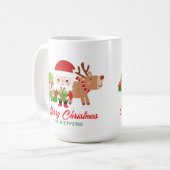 かわいいサンタ小妖精や小人トナカイ家族の名前クリスマス コーヒーマグカップ (正面左)