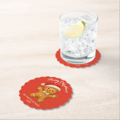 かわいいサンタ帽のクッキーマン -  ペーパーコースター (インサイチュ)