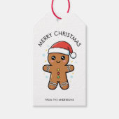 かわいいサンタ帽のジンジャーブレッドマンがクリスマスを彩る ギフトタグ (正面)