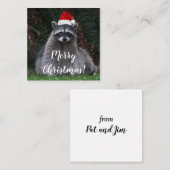 かわいいサンタ帽のラクーン ノートカード (正面/裏面)