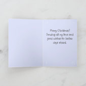 かわいいサンタ帽の猫とツリーのクリスマスカード パステルカラー カード (内部)