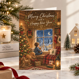 かわいいサンタ待ちのあったかクリスマスカード カード