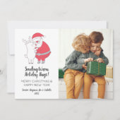 かわいいサンタ抱きトナカイ家族クリスマスフォト シーズンカード (正面)