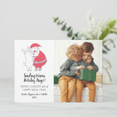 かわいいサンタ抱きトナカイ家族クリスマスフォト シーズンカード (スタンド正面)