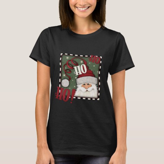 かわいいサンタ明るいホホホメリークリスマスホリデー Tシャツ (正面)