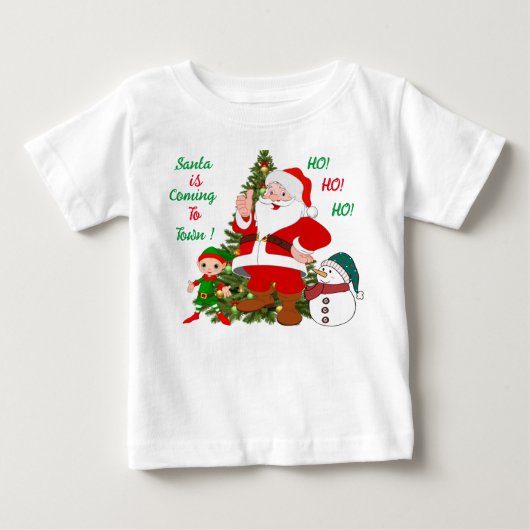 かわいいサンタ来は町へ ベビーTシャツ (正面)