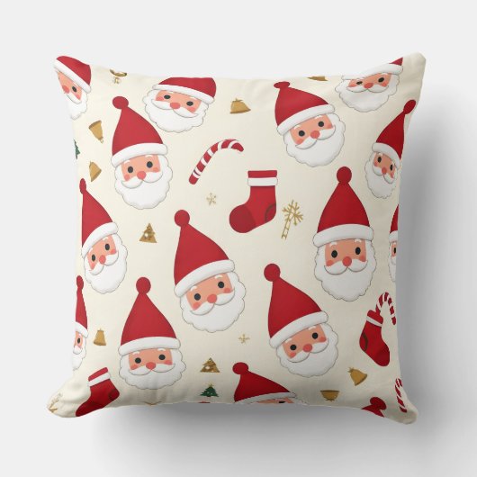 かわいいサンタ柄のクリスマススロー枕 クッション (正面)