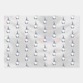 かわいいサンタ格言パターンスパークリホワイトシルバー3-pc ラッピングペーパーシート (正面3)