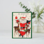 かわいいサンタ歌うクリスマスの郵便はがき シーズンポストカード (スタンド正面)