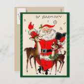 かわいいサンタ歌うクリスマスの郵便はがき シーズンポストカード (正面/裏面)