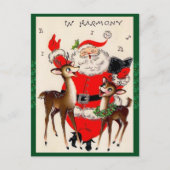 かわいいサンタ歌うクリスマスの郵便はがき シーズンポストカード (正面)