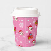 かわいいサンタ猫ちゃんピンクのクリスマスパーティーカップ 紙コップ (右)
