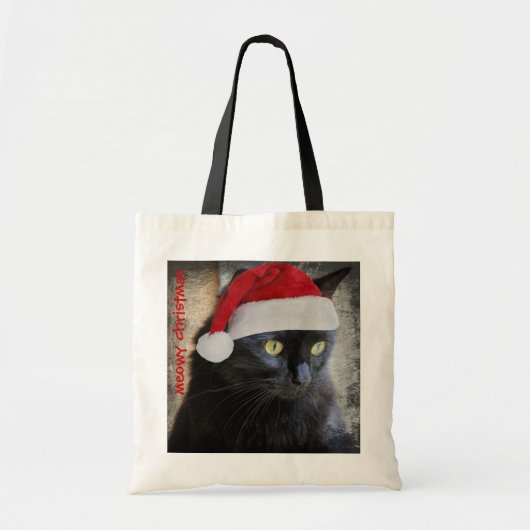かわいいサンタ猫のクリスマスのギフトバッグ トートバッグ (正面)