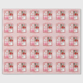 かわいいサンタ猫ピンクの背景に写真を追加 ラッピングペーパー (フラット)