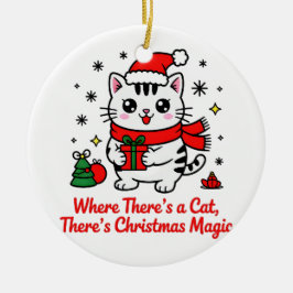 かわいいサンタ猫 クリスマス - ホリデーツリーの装飾 セラミックオーナメント