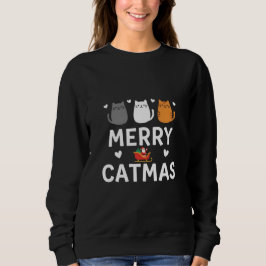 かわいいサンタ猫 メリーキャットマスクリスマス キティのクリスマス スウェットシャツ
