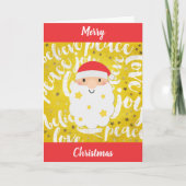 かわいいサンタ金ゴールドスタークリスマス シーズンカード (正面)