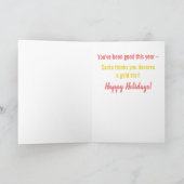 かわいいサンタ金ゴールドスタークリスマス シーズンカード (内部)