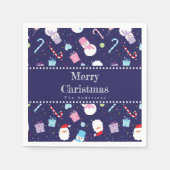 かわいいサンタ雪だるまキャンディーケーンクリスマスパターン スタンダードカクテルナプキン (正面)