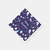 かわいいサンタ雪だるまキャンディーケーンクリスマスパターン スタンダードカクテルナプキン (角)