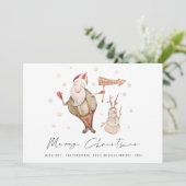 かわいいサンタ雪だるまメリークリスマス シーズンカード (スタンド正面)