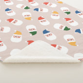 かわいいサンタ顔クリスマスパターン シェルパブランケット (3/4)