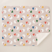 かわいいサンタ顔クリスマスパターン シェルパブランケット (正面(横))