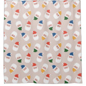 かわいいサンタ顔クリスマスパターン シャワーカーテン (正面)