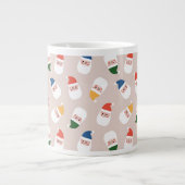 かわいいサンタ顔クリスマスパターン ジャンボコーヒーマグカップ (正面)