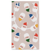 かわいいサンタ顔クリスマスパターン スモールペーパーバッグ (裏面)