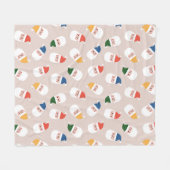 かわいいサンタ顔クリスマスパターン フリースブランケット (正面(横))