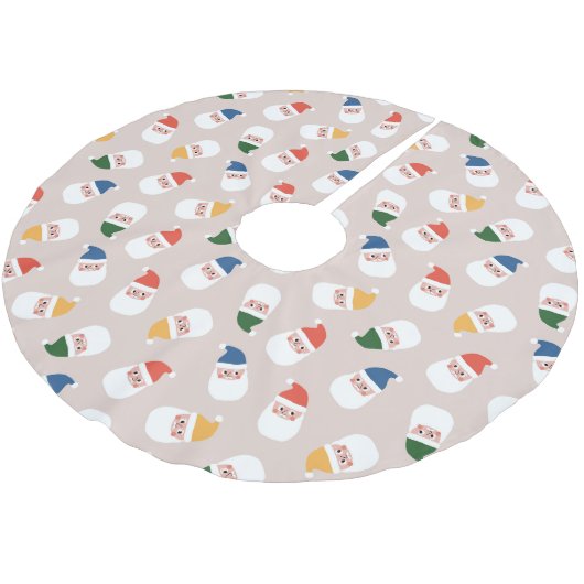 かわいいサンタ顔クリスマスパターン ブラッシュドポリエステルツリースカート (アングル)