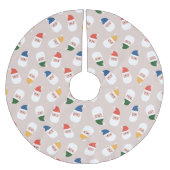 かわいいサンタ顔クリスマスパターン ブラッシュドポリエステルツリースカート (正面)