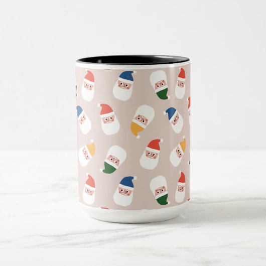 かわいいサンタ顔クリスマスパターン マグカップ (中央)
