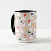 かわいいサンタ顔クリスマスパターン マグカップ (正面左)