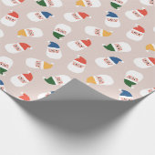 かわいいサンタ顔クリスマスパターン ラッピングペーパー (角)