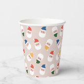 かわいいサンタ顔クリスマスパターン 紙コップ (裏面)