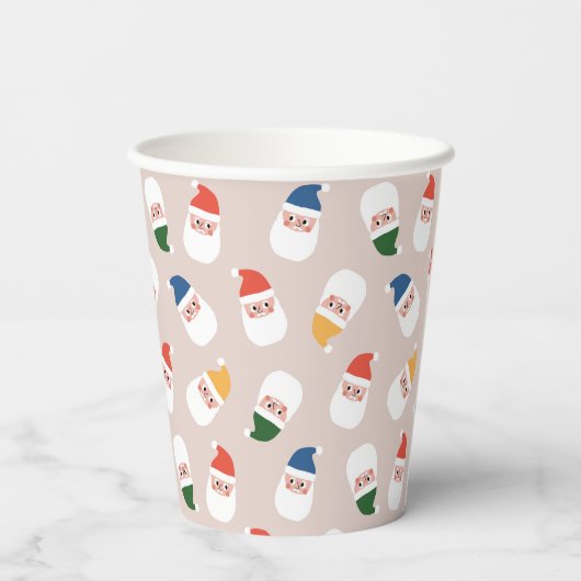 かわいいサンタ顔クリスマスパターン 紙コップ (裏面)