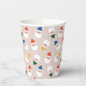 かわいいサンタ顔クリスマスパターン 紙コップ (左)
