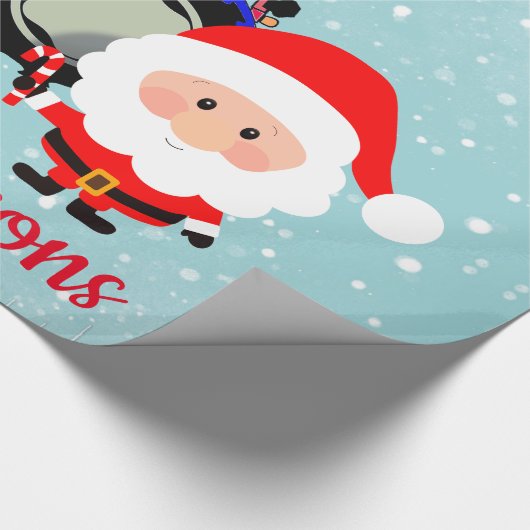 かわいいサンタ、トナカイおよび農場トラクター ラッピングペーパー (角)