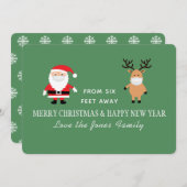 かわいいサンタ&トナカイのマスククリスマス シーズンカード (正面/裏面)