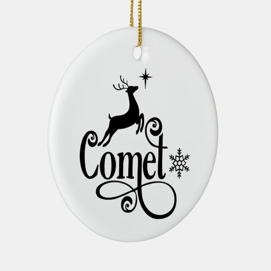 かわいいサンタ・トナカイの名前コメットクリスマス セラミックオーナメント (右)
